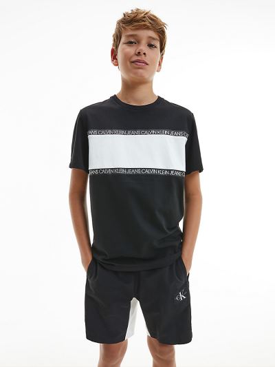 Calvin Klein Ruhák HU507915 | Calvin Klein Recycled Polyester Logo Tape Fiu Póló Fekete
